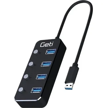 USB hub USB ROZBOČOVAČ GETI GUH4AS 4x USB-A 3.0 SE SPÍNAČI