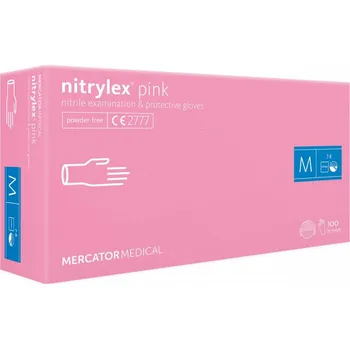 Vyšetřovací rukavice NITRYLEX PINK nitrilové vyšetřovací rukavice bez pudru, nesterilní, 100ks Velikost: M