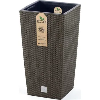 Květináč PROSPERPLAST Květináč - RATO SQUARE Eco Wood Rozměr: 20x20 cm, Barva: kávová