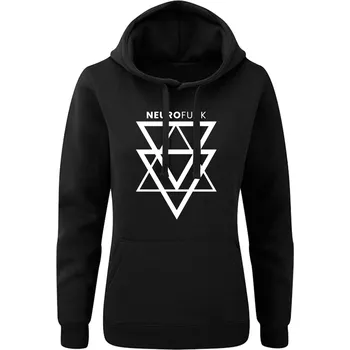 Dámská mikina DNBMARKET.CZ Dámská mikina s kapucí |D&B + NEURO| Triangles Velikost: XXL, Barva: Černá - Design 2