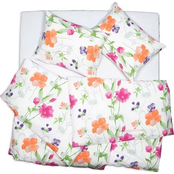 Povlečení SCANquilt povlečení KREP květiny bílooranžovorůžová 140 x 220/70 x 90 cm