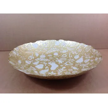 Vánoční mísa skleněná 40 cm Christmas BRANDANI (barva - zlatá, bílá, sklo)