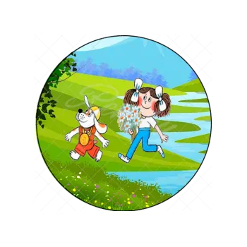 Jedlá dekorace na dort KÁŤA A ŠKUBÁNEK v přírodě, VARIANTA Jedlý papír 1581