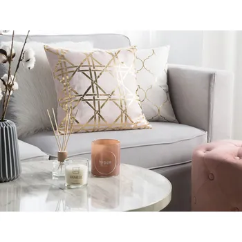 Polštář Sada 2 dekorativních polštářů růžový diamant geometrický vzor 45 x 45 cm fólie tisk glamour dekor příslušenství Beliani