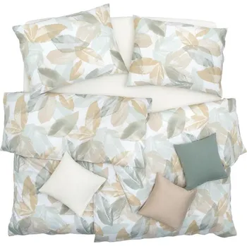 Povlečení SCANquilt povlečení SATÉN PLUS listy zlatá 140 x 200/70 x 90 cm