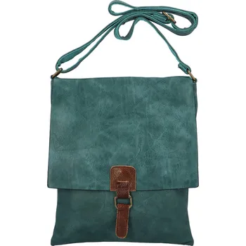 Koženková crossbody s klopou Lora, zelenomodrá