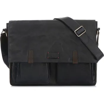 PÁNSKÁ KOŽENÁ TAŠKA - VELKÁ LISTONOŠKA, tmavá inkoustová s prvky hnědé (OCHNIK.EX-2118)