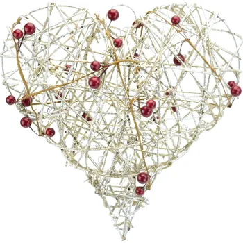 Vánoční dekorace Srdce závěsné s bezinkami 25 cm