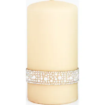 Svíčka Svíčka Válec Crystal pearl medium fi8 cream