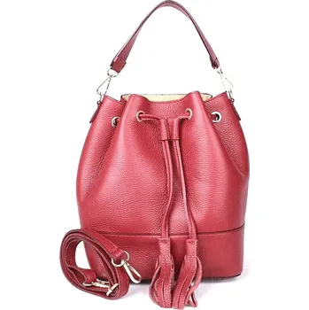 Kabelka Kožená střední tmavěčervená kabelka (sak) do ruky či crossbody no. 01