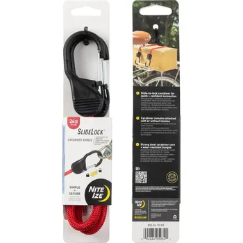 NITE IZE Gumicuk s uzamykací karabinou Nite Ize Slide Lock Carabiner Bunge - červený