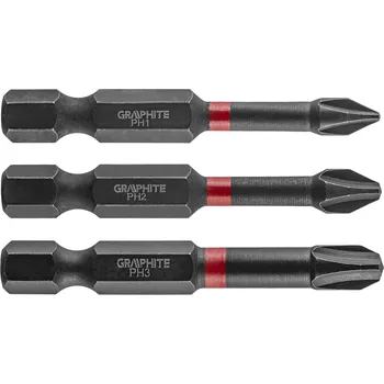 Příslušenství k nářadí Graphite Rázový bit PH1 / 2/3 x 50 mm, 3 ks