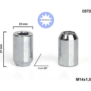 Matice na kolo Kolová matice M14x1,5 kužel s vnitřním mnohohranem, DSTD, výška 37, Ø 23 mm