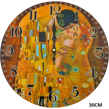 Hodiny Nástěnné hodiny G. Klimt, Polibek II - Ø 30 cm
