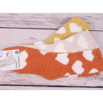 Dámské ponožky Ponožky Kuschel Soxx peříčko hebké SADA 3 PÁRŮ skořicové béžové žluté hořčicové se srdíčky uni vel. velikosti ponožek: 23-28 ( EUR vel. 35-42)