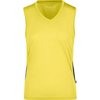 James&Nicholson Dámský běžecký top JN315 Yellow-Black XXL