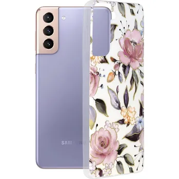 Pouzdro na mobilní telefon Kryt Samsung Galaxy S21 Plus Techsuit - Marble Series - Chloe White