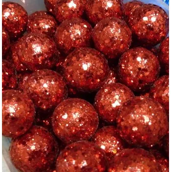 Vánoční dekorace Kulička malá - červená glitter - 1 ks