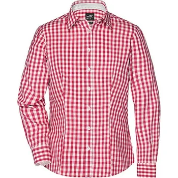Dámská košile James&Nicholson Dámská kostkovaná košile JN616 Red-White XXL