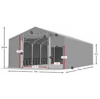 Zahradní stan Skladový stan celoroční 6x10x3m nehořlavá plachta PVC 600g/m2 konstrukce POLÁRNÍ