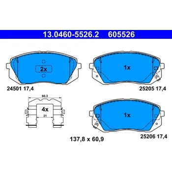 Brzdová destička Sada brzdových destiček, kotoučová brzda ATE 13.0460-5526.2