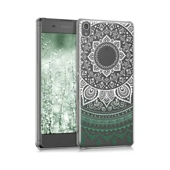 Průhledné pouzdro s designem indické slunce pro Sony Xperia XA - bílo zelená
