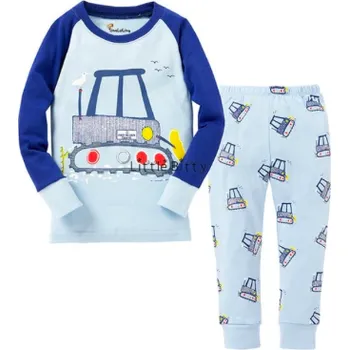 Dívčí pyžamo Čína Dětská chlapecká dlouhá pyžámka Motiv: Bagr, modrá, Velikost: 2T