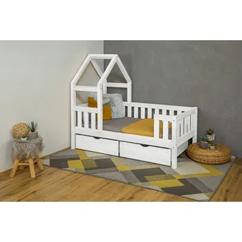 Dětská postel MAXIDO Dětská postel domeček Zara - dva šuplíky 200x140 bílá (Český výrobek)