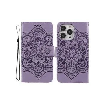 Pouzdro na mobilní telefon Knížkové pouzdro obal iPhone 13 Pro - květ mandala fialová