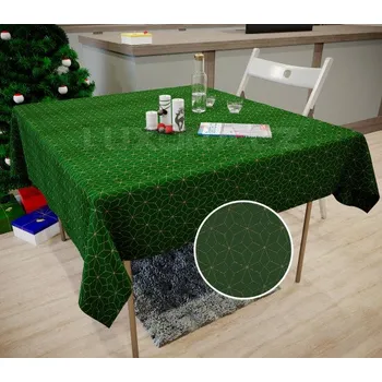 ubrus Vánoční ubrus geom zeleno-zlatý - 140 x 180 cm