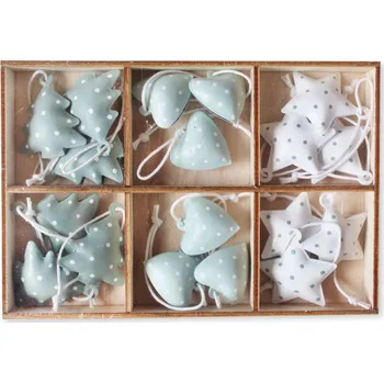 Vánoce Plechový vánoční mix 3 cm - bílo-mátový - 1 ks