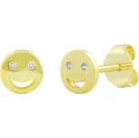 Stříbrné/pozlacené náušnice smajlík Bando s Brilliance Zirconia DCC1605008EGP