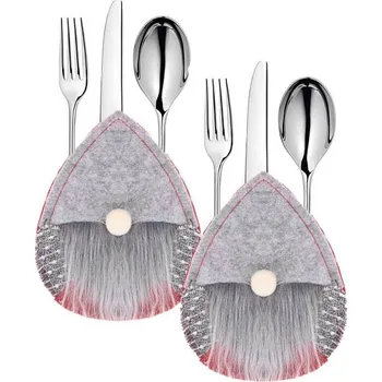 Vánoce Springos Vánoční prostírání na příbory Gnom, šedé, sada 2ks