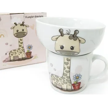 dětská jídelní sada BELLA FIORE Dětská jídelní sada 2 díly, hrnek a miska ŽIRAFA