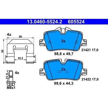 Brzdová destička Sada brzdových destiček, kotoučová brzda ATE 13.0460-5524.2