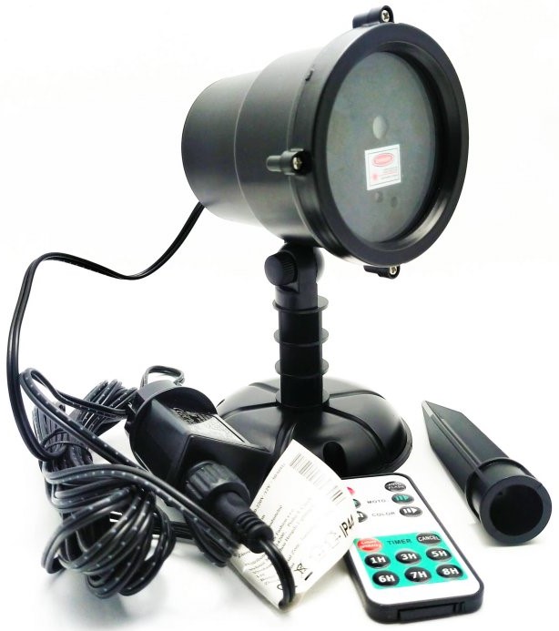 foto Světelný efekt Venkovní dekorativní projektor s dálkovým ovladačem a 4 světelnými motivy 7120