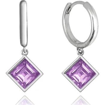 Náušnice MINET Elegantní stříbrné náušnice fialový přírodní AMETYST