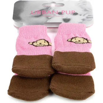 Obleček pro psa URBAN PUP Protiskluzové ponožky MONKEY, růžové Velikost: L