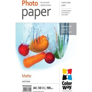 Fotopapír COLORWAY fotopapír/ matte 190g/m2, A4/ 50 kusů