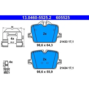 Brzdová destička Sada brzdových destiček, kotoučová brzda ATE 13.0460-5525.2