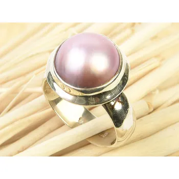 Prsten Stříbrný prsten z růžové perleti Ag 925/1000 9g vel.57