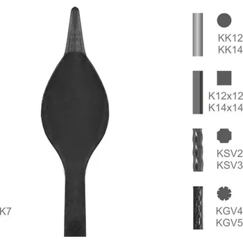 Zábradlí Tyč s kovanou špicí typu K7 I K12X12IT 600
