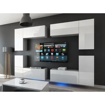 Obývací stěna Ral Obývací stěna RIGA 276 cm - Bílý lesk