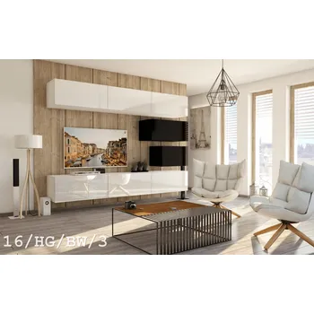 Obývací stěna Ral Obývací stěna JUPITER 1, 249 cm - Bílo/černý lesk