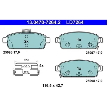 Auto-moto Sada brzdových destiček, kotoučová brzda ATE 13.0470-7264.2