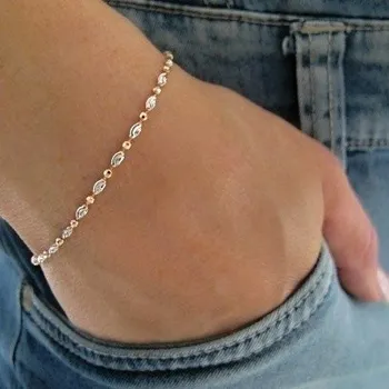 Náramek Stříbrný náramek kuličky s oválky Bicolour 2,10g 17cm Stříbro 925/1000