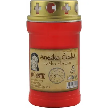 Svíčka Bony svíčka pietní olejová s víčkem 50 h Anežka Česká