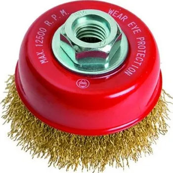 Drátěný kartáč Kartáč hrnkový vlnitý 75mm, M14 MOSAZ, FESTA