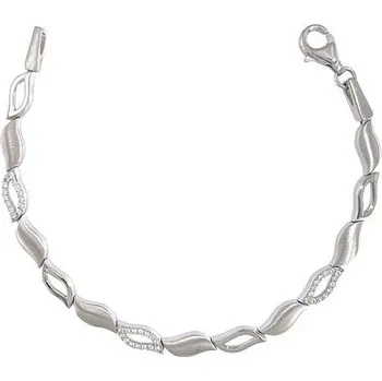 Náramek Stříbrný náramek se zirkony lístečky