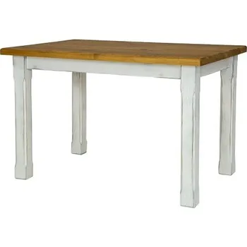 Jídelní stůl Dřevěný stůl 80x140 MES 02 A s hladkou deskou - K03 bílá patina